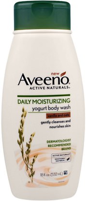 Aveeno, Active Naturals, Daily Moisturizing Yogurt Body Wash, Vanilla and Oats, 18 fl oz (532 ml) ,حمام، الجمال، هلام الاستحمام