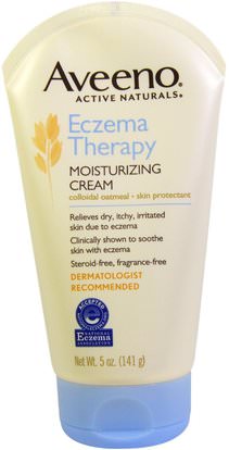 Aveeno, Active Naturals, Eczema Therapy, Moisturizing Cream, Fragrance Free, 5 oz (141 g) ,حمام، الجمال، غسول الجسم، إمرأة، لوسيون