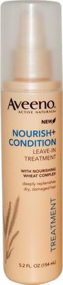 Aveeno, Active Naturals, Nourish+Condition, Leave-In Treatment, 5.2 fl oz (154 ml) ,حمام، الجمال، الشعر، فروة الرأس، الشامبو، مكيف، مكيفات