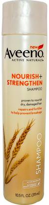 Aveeno, Active Naturals, Nourish + Strengthen Shampoo, 10.5 fl oz (311 ml) ,حمام، الجمال، الشعر، فروة الرأس، الشامبو، مكيف