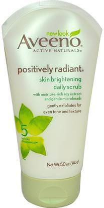 Aveeno, Active Naturals, Positively Radiant, Skin Brightening Daily Scrub, 5.0 oz (140 g) ,الجمال، العناية بالوجه، اشراق العناية بالوجه