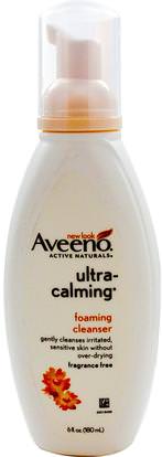 Aveeno, Active Naturals, Ultra-Calming, Foaming Cleanser, Fragrance Free, 6 fl oz (180 ml) ,الجمال، العناية بالوجه، منظفات الوجه