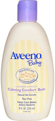 Aveeno, Baby, Calming Comfort Bath, Lavender & Vanilla, 8 fl oz (236 ml) ,صحة الأطفال، حمام الاطفال