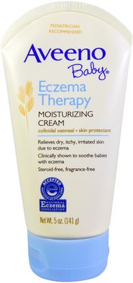 Aveeno, Baby, Eczema Therapy, Moisturizing Cream, Fragrance-Free, 5 oz (141 g) ,حمام، الجمال، غسول الجسم، بدن، إمرأة، لوسيون