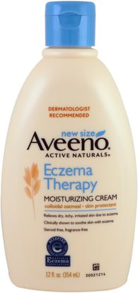 Aveeno, Eczema Therapy, Moisturizing Cream, 12 fl oz (354 ml) ,حمام، الجمال، غسول الجسم، غسول الطفل، الصحة، إلتحم