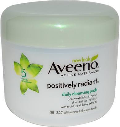 Aveeno, Positively Radiant, Daily Cleansing Pads, 28 Pads ,الجمال، العناية بالوجه، منظفات الوجه