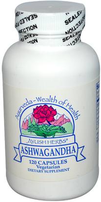 Ayush Herbs Inc., Ashwagandha, 120 Capsules ,المكملات الغذائية، أدابتوغن