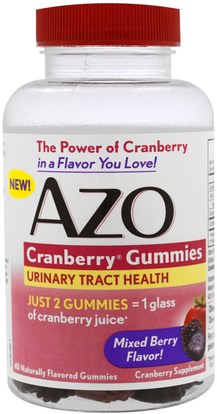 Azo, Cranberry Gummies, Mixed Berry Flavor, 40 Gummies ,الأعشاب، التوت البري، الصحة، الصحة البولية