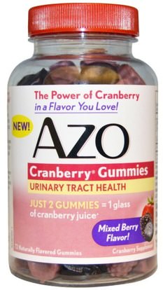 Azo, Cranberry Gummies, Mixed Berry Flavor, 72 Gummies ,الأعشاب، التوت البري، الصحة، الصحة البولية