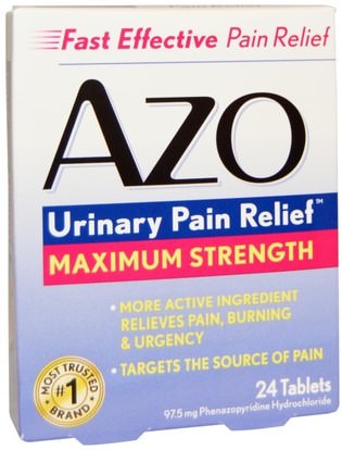 Azo, Urinary Pain Relief, Maximum Strength, 24 Tablets ,والصحة، والمثانة، والصحة البولية