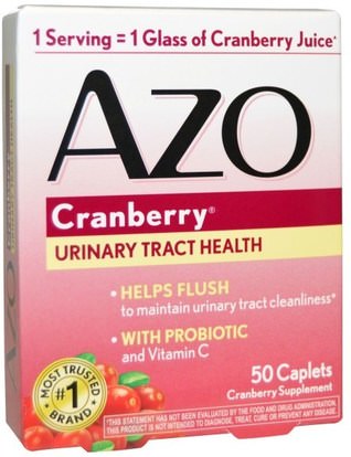 Azo, Urinary Tract Health, Cranberry, 50 Caplets ,الأعشاب، التوت البري، الصحة، الصحة البولية