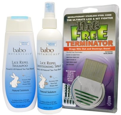 Babo Botanicals, Lice Prevention Essentials Gift Set, 2 Pieces Plus Nit ,حمام، جمال، شامبو، شامبو أطفال، مكيفات، مكيفات هواء للأطفال