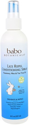 Babo Botanicals, Lice Repel Conditioning Spray, 8 fl oz (237 ml) ,حمام، الجمال، مكيفات، الاطفال مكيفات، الاطفال ديتانغلر