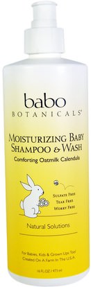 Babo Botanicals, Moisturizing Baby Shampoo & Wash, Oatmilk Calendula, 16 fl oz (473 ml) ,حمام، جمال، شامبو، أطفال شامبو، هلام الاستحمام، الاطفال غسل الجسم، استحمام الطفل هلام