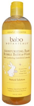 Babo Botanicals, Moisturizing Bubble Bath & Wash, Oatmilk Calendula, 15 fl oz (450 ml) ,حمام، جمال، فقاعة حمام، أطفال فقاعة حمام، أطفال جسم غسل، أطفال هلام الاستحمام