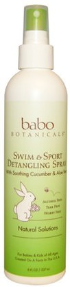 Babo Botanicals, Swim & Sport Detangling Spray, Cucumber Aloe Vera, 8 fl oz (237 ml) ,حمام، الجمال، مكيفات، الاطفال مكيفات، الاطفال ديتانغلر