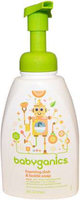 BabyGanics, Foaming Dish & Bottle Soap, Citrus, 16 fl oz (473 ml) ,المنزل، غسل الصحون، صحن الصابون، صحة الأطفال، أطفال الأطعمة
