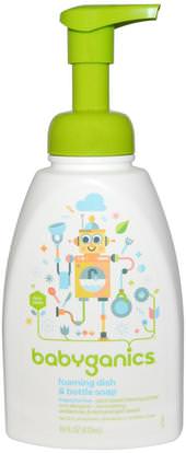 BabyGanics, Foaming Dish & Bottle Soap, Fragrance Free, 16 fl oz (473 ml) ,المنزل، غسل الصحون، صحن الصابون