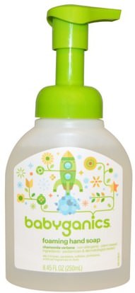 BabyGanics, Foaming Hand Soap, Chamomile Verbena, 8.45 fl oz (250 ml) ,صحة الأطفال، حمام الاطفال، صابون الاطفال، حمام، الجمال، الصابون