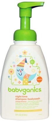BabyGanics, Night Time Shampoo + Bodywash, Orange Blossom, 16 fl oz (473 ml) ,حمام، جمال، شامبو، أطفال شامبو، هلام الاستحمام، الاطفال غسل الجسم، استحمام الطفل هلام