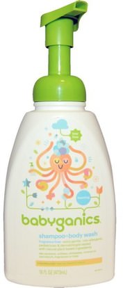BabyGanics, Shampoo + Bodywash, Fragrance Free, 16 fl oz (473 ml) ,صحة الأطفال، حمام الاطفال