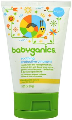 BabyGanics, Soothing Protective Ointment, 3.25 oz (92 g) ,صحة الطفل، حفاضات، كريمات حفاضات