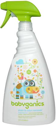 BabyGanics, Stain & Odor Remover, Fragrance Free, 32 fl oz (946 ml) ,وصحة الأطفال، وتنظيف الأطفال والرضع، وغسل الملابس قبل المعالجة