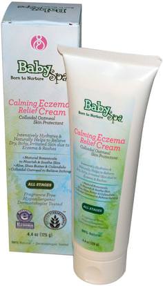 BabySpa, Calming Eczema Relief Cream, Fragrance Free, 4.4 oz (125 g) ,حمام، الجمال، غسول الجسم، غسول الطفل، صحة الطفل، الطفل & أطفال المنتجات