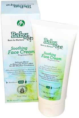 BabySpa, Soothing Face Cream, Stage 1, Newborn, Fragrance Free, 3.4 oz (100 g) ,حمام، الجمال، غسول الجسم، غسول الطفل، العناية بالوجه، الكريمات المستحضرات، الأمصال