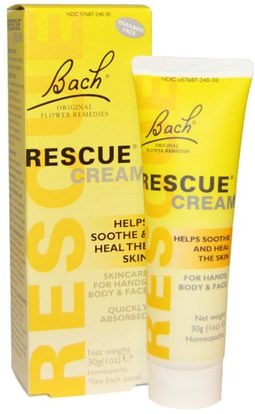 Bach, Original Flower Remedies, Rescue Cream, 1 oz (30 g) ,حمام، الجمال، غسول الجسم، باخ الأصلي زهرة الجواهر الإنقاذ