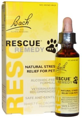 Bach, Original Flower Remedies, Rescue Remedy Pet, 0.7 fl oz (20 ml) ,رعاية الحيوانات الأليفة والحيوانات الأليفة القطط، المثلية