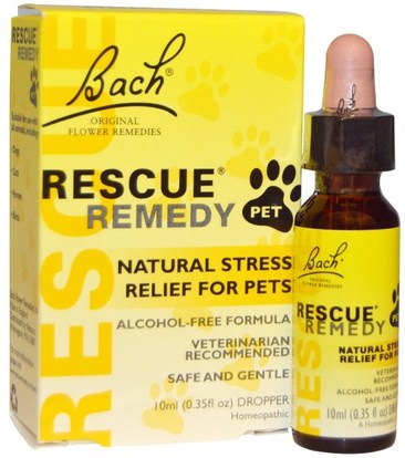 Bach, Original Flower Remedies, Rescue Remedy Pet, 0.35 fl oz (10 ml) ,رعاية الحيوانات الأليفة والحيوانات الأليفة القطط، المثلية