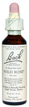 Bach, Original Flower Remedies, Wild Rose, 0.7 fl oz (20 ml) ,الفيتامينات، فيتامين ج، الوركين الورد، والمكملات الغذائية، المثلية