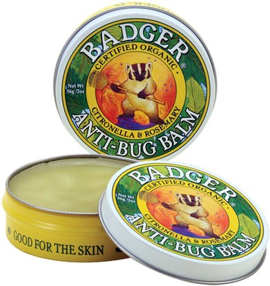 Badger Company, Anti-Bug Balm, Citronella & Rosemary, 2 oz (56 g) ,المنزل، علة و طارد الحشرات