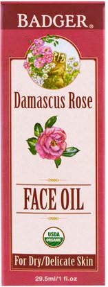 Badger Company, Face Oil, Damascus Rose, 1 fl oz (29.5 ml) ,الجمال، العناية بالوجه
