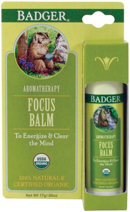 Badger Company, Focus Balm, Grapefruit & Ginger.60 oz (17 g) ,حمام، الجمال، الزيوت العطرية الزيوت