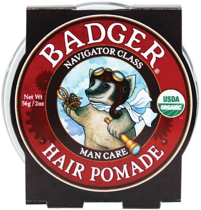 Badger Company, Organic Hair Pomade, Navigator Class, Man Care, 2 oz (56 g) ,حمام، الجمال، الشعر، فروة الرأس، رجل العناية بالشعر، تصفيف الشعر هلام
