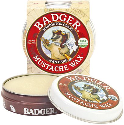 Badger Company, Organic Mustache Wax, Man Care.75 oz (21 g) ,حمام، الجمال، انسان، العناية الشخصية