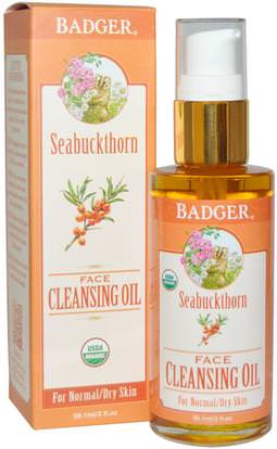 Badger Company, Seabuckthorn Face Cleansing Oil, 2 fl oz (59.1 ml) ,الجمال، العناية بالوجه
