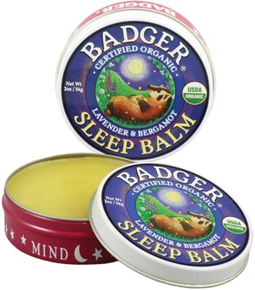 Badger Company, Sleep Balm, Lavender & Bergamot, 2 oz (56 g) ,والصحة، ودعم النوم