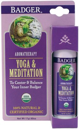 Badger Company, Yoga & Meditation, Cedarwood & Mandarin.60 oz (17 g) ,الصحة، مزاج، حمام، الجمال، الروائح الزيوت الأساسية