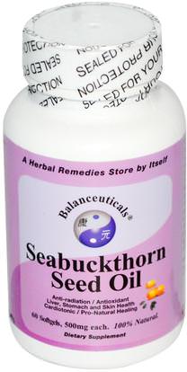 Balanceuticals, Seabuckthorn Seed Oil, 500 mg, 60 Softgels ,المكملات الغذائية، أدابتوغن، النبق البحر