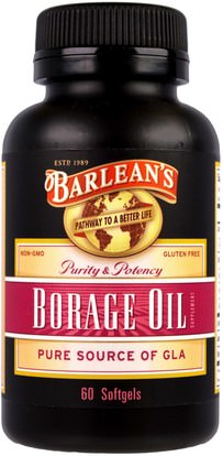 Barleans, Borage Oil, 60 Softgels ,المكملات الغذائية، إيفا أوميجا 3 6 9 (إيبا دا)، زيت بوريج