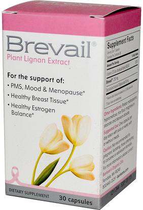 Barleans, Brevail Plant Lignan Extract, 30 Capsules ,والصحة، والنساء، وانقطاع الطمث، والمزاج