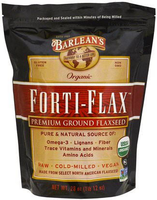 Barleans, Organic, Forti-Flax, Premium Ground Flaxseed, 28 oz (1 lb 12 oz) ,المكملات الغذائية، بذور الكتان، مسحوق الكتان، البارلان زيوت الكتان