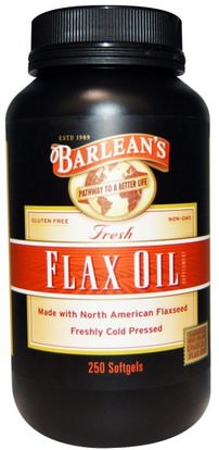 Barleans, Fresh Flax Oil, 250 Softgels ,المكملات الغذائية، إيفا أوميجا 3 6 9 (إيبا دا)، سوفتغيلس الكتان النفط، البارلان زيوت الكتان