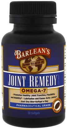 Barleans, Joint Remedy, Omega-7, 30 Softgels ,والصحة، والعظام، وهشاشة العظام، والصحة المشتركة