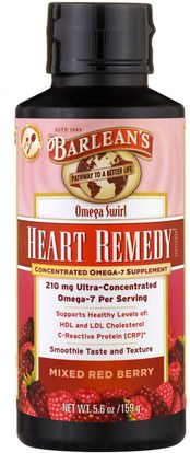 Barleans, Omega Swirl, Heart Remedy, Mixed Red Berry, 5.6 oz (159 g) ,المكملات الغذائية، إيفا أوميجا 3 6 9 (إيبا دا)، عدم انتظام ضربات القلب