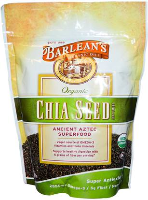 Barleans, Organic, Chia Seed Supplement, 12 oz (340 g) ,المكملات الغذائية، إيفا أوميجا 3 6 9 (إيبا دا)، بذور شيا، بارلانز شيا البذور الملحق