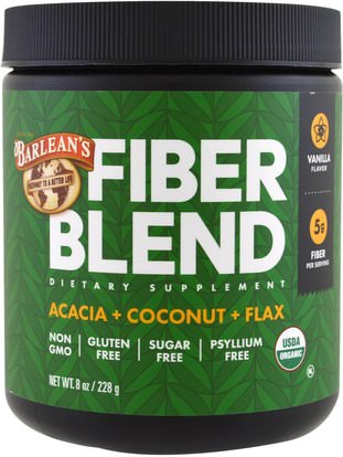 Barleans, Organic Fiber Blend, Vanilla Flavor, 8 oz (228 g) ,المكملات الغذائية، والألياف